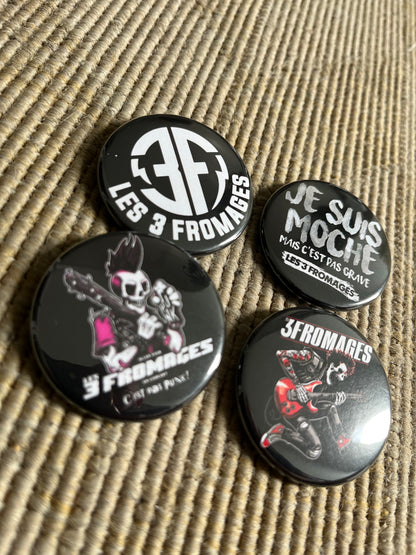 Lot de 4 badges épingles 44mm