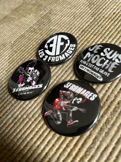 Lot de 4 badges épingles 44mm
