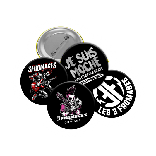Lot de 4 badges épingles 44mm